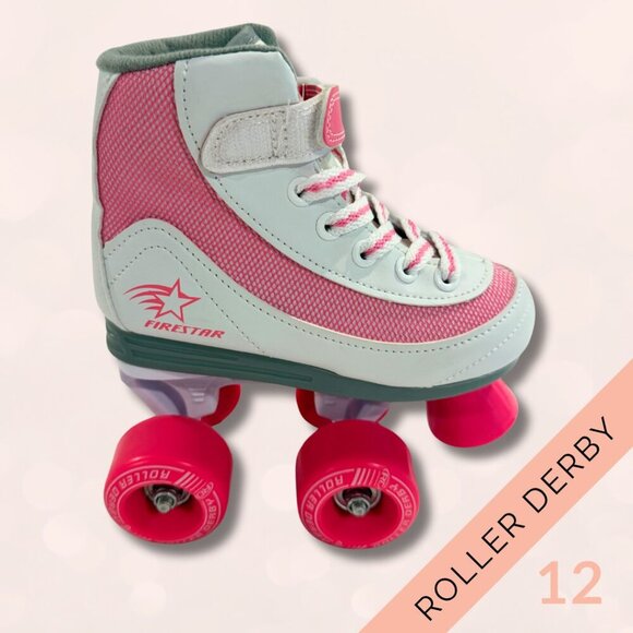 Girls Roller Skates Roller Derby Adjustable– Pink & White – Size Jr 12 - Picture 2 of 6